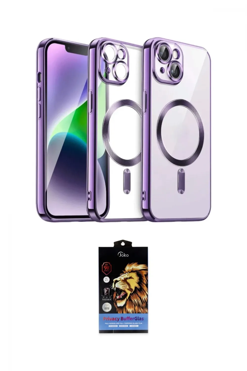 ieg™ iPhone 15 Kılıf Nova Işık Özel Seri - Siyah Buffer Hayalet Cam Ekran Koruyucu