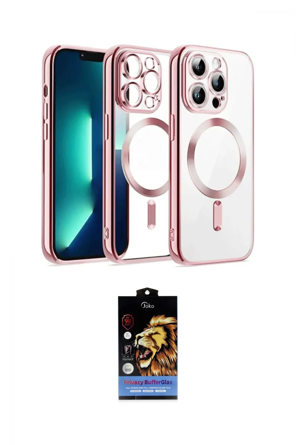 ieg™ iPhone 15 Kılıf Nova Işık Özel Seri - Siyah Buffer Hayalet Cam Ekran Koruyucu
