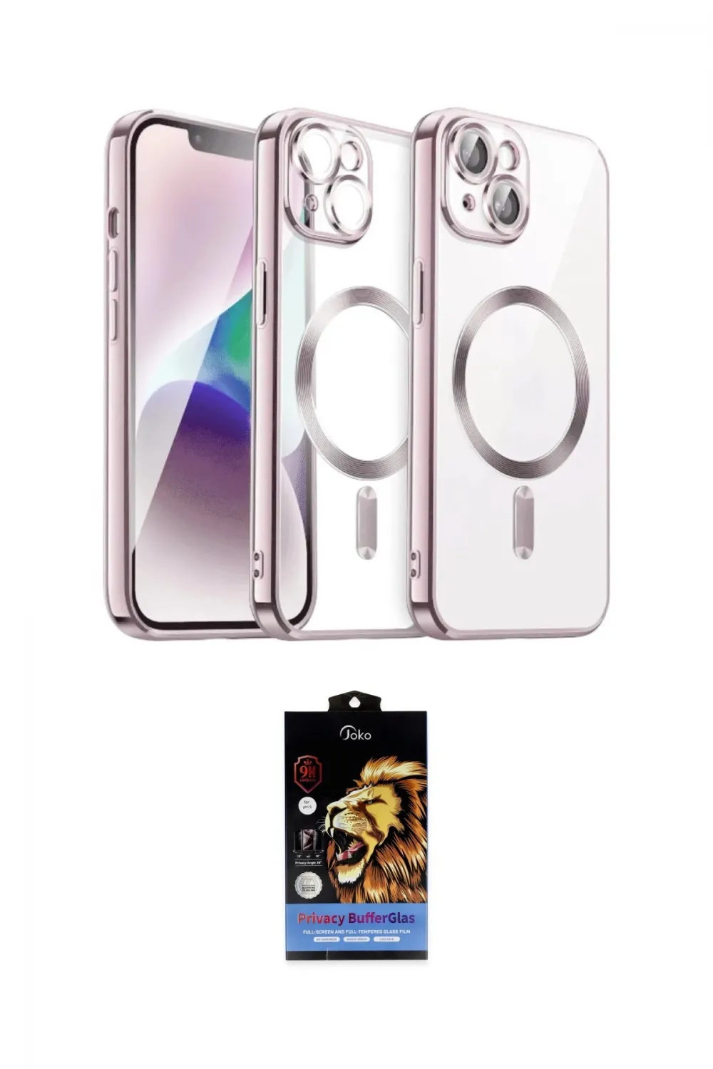 ieg™ iPhone 15 Kılıf Nova Işık Özel Seri - Siyah Buffer Hayalet Cam Ekran Koruyucu