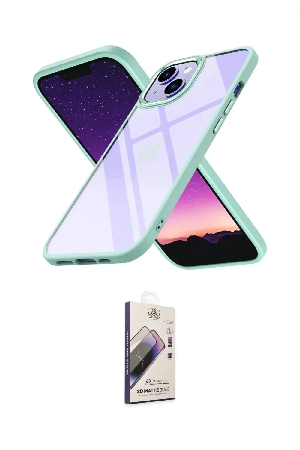 ieg™ iPhone 15 Kılıf Nova Işık Serisi - Siyah Bilvis 3D Mat Cam Ekran Koruyucu