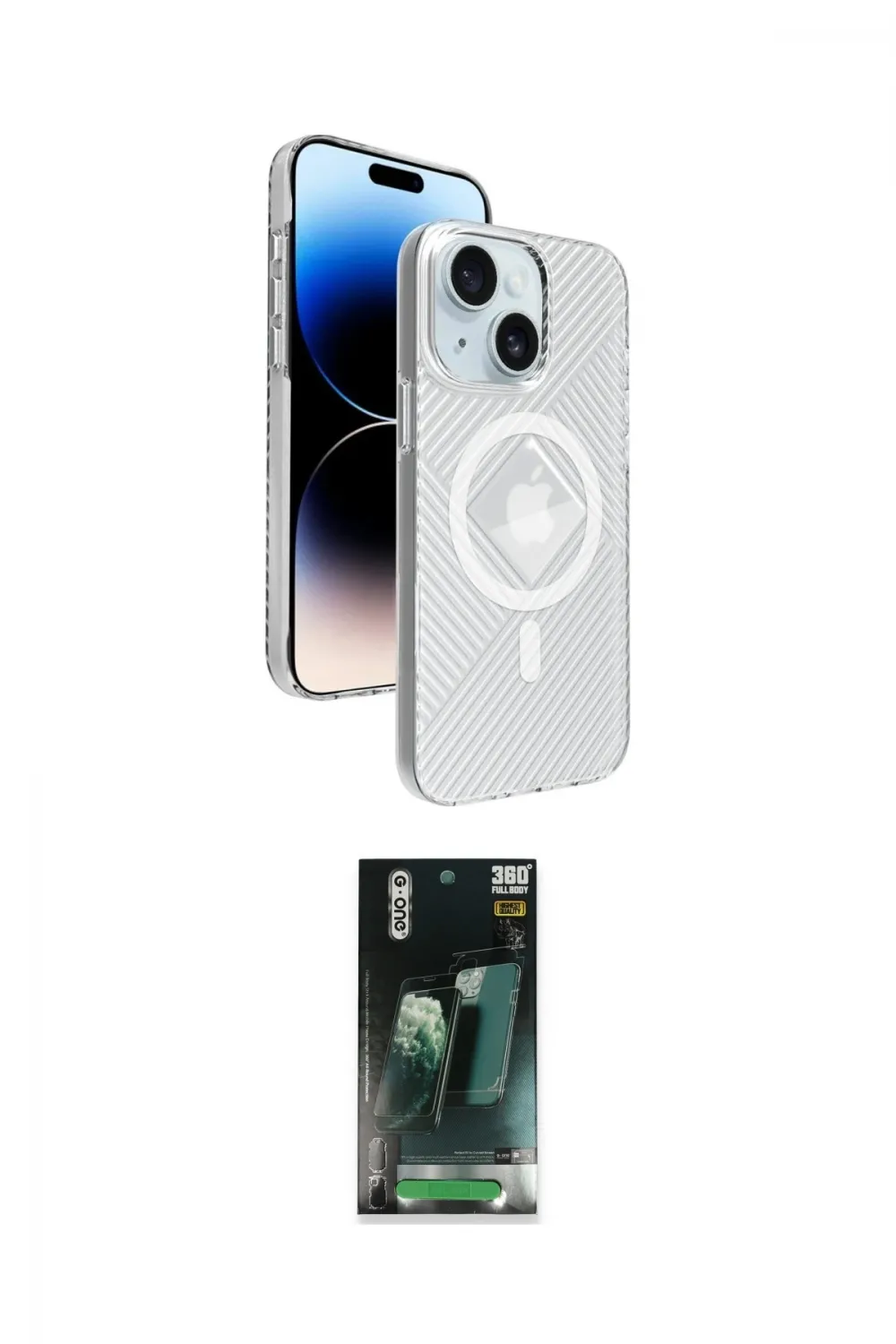 ieg™ iPhone 15 Kılıf Nova Modern Prime - Şeffaf 360 Full Body Arka Koruyucu