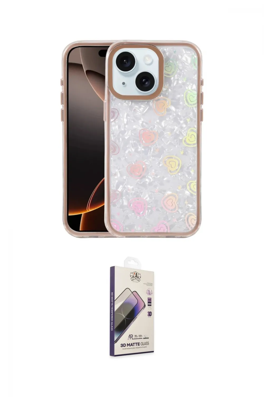 ieg™ iPhone 15 Kılıf Odak Prime - Siyah Bilvis 3D Mat Cam Ekran Koruyucu