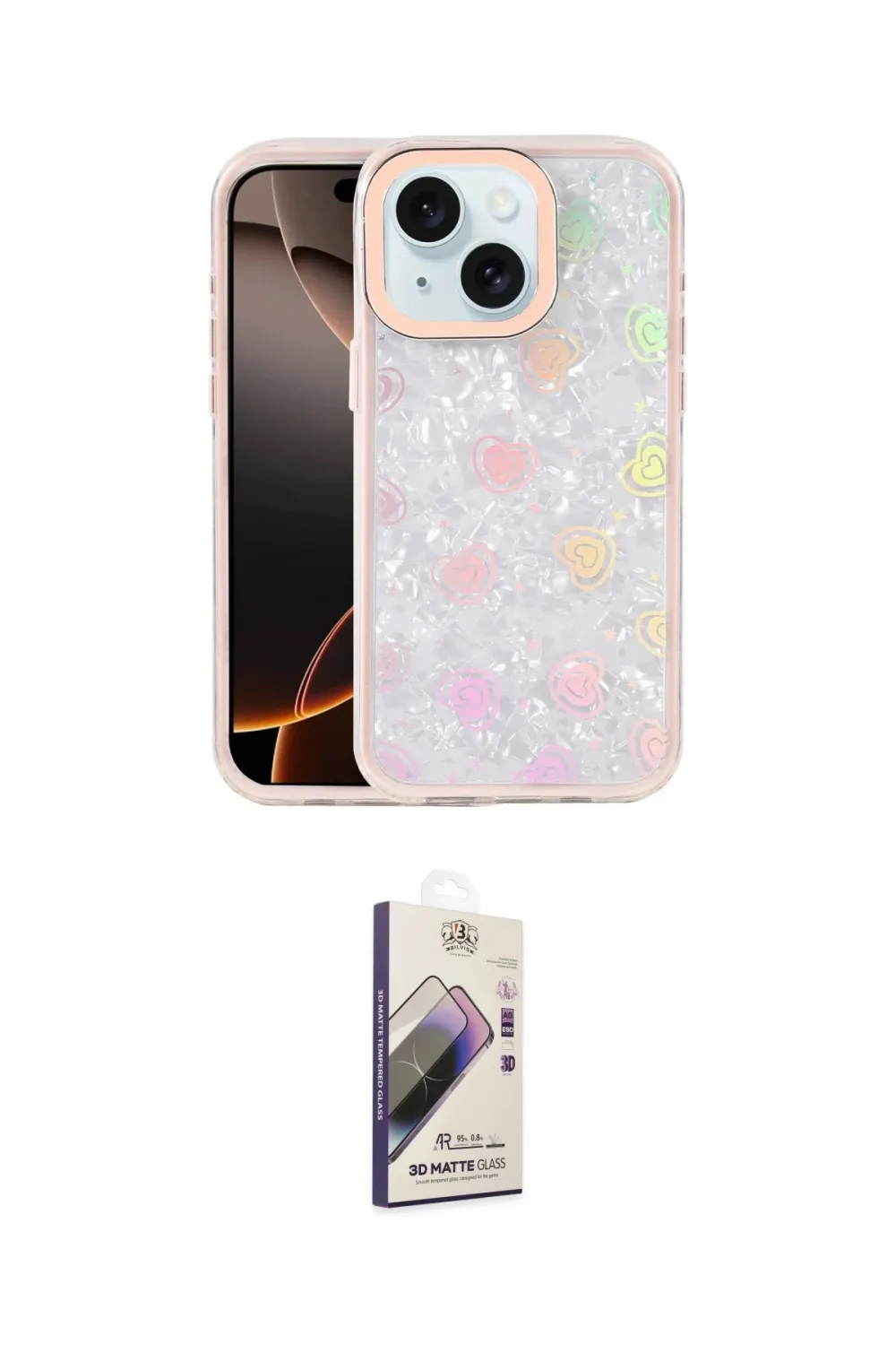 ieg™ iPhone 15 Kılıf Odak Prime - Siyah Bilvis 3D Mat Cam Ekran Koruyucu