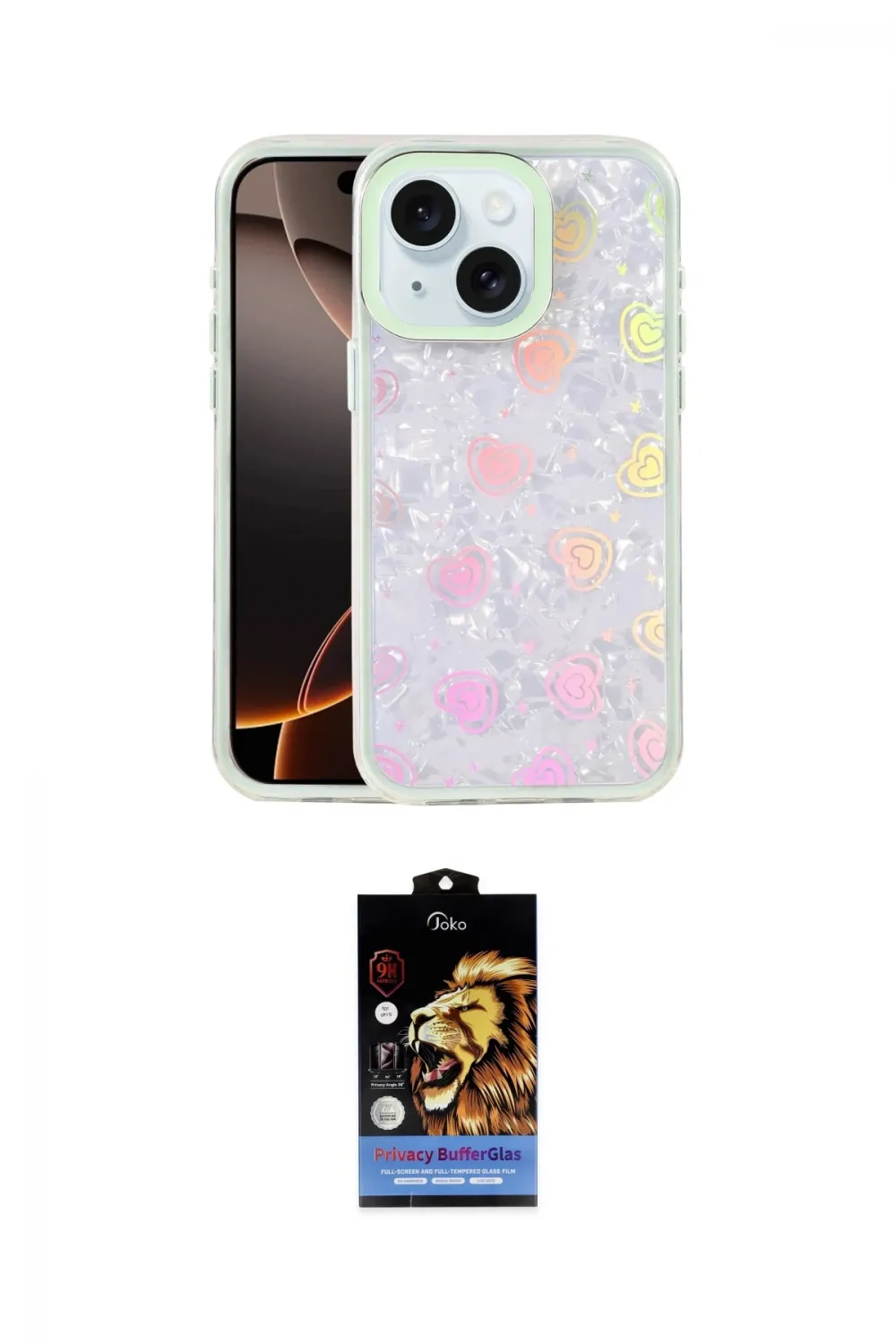 ieg™ iPhone 15 Kılıf Odak Prime - Siyah Buffer Hayalet Cam Ekran Koruyucu