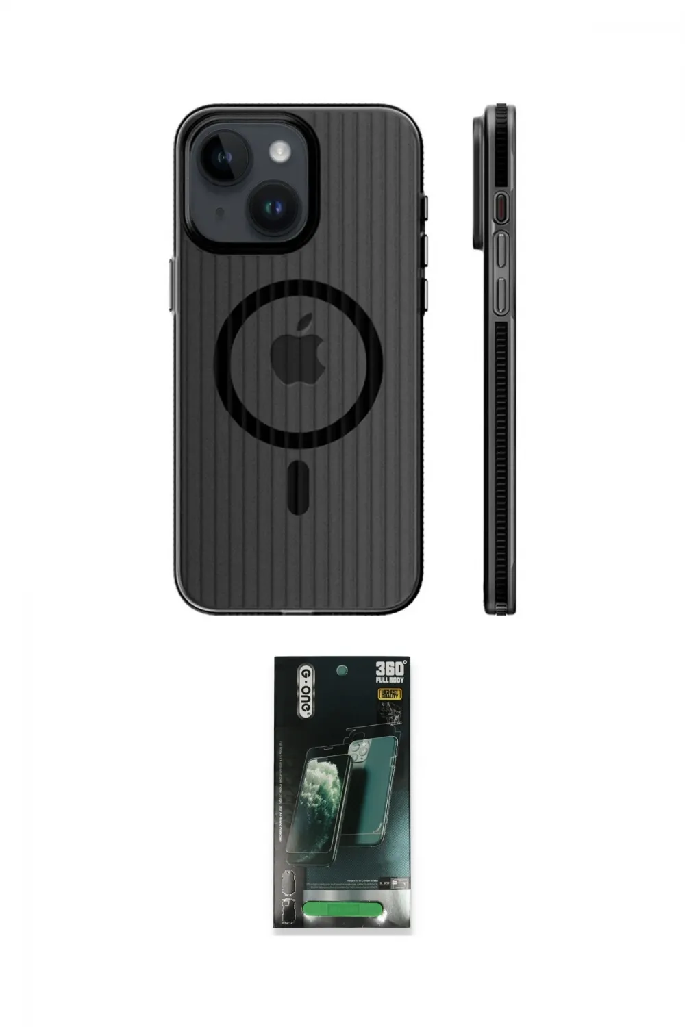 ieg™ iPhone 15 Kılıf Pusula Minimal Koleksiyonu - Şeffaf 360 Full Body Arka Koruyucu
