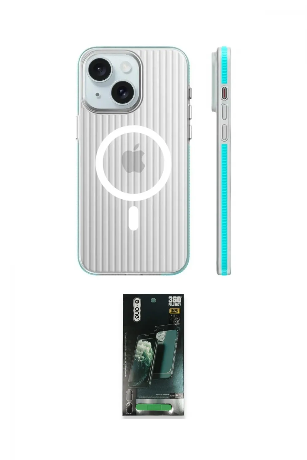ieg™ iPhone 15 Kılıf Pusula Minimal Koleksiyonu - Siyah 360 Mat Full Body Arka Koruyucu