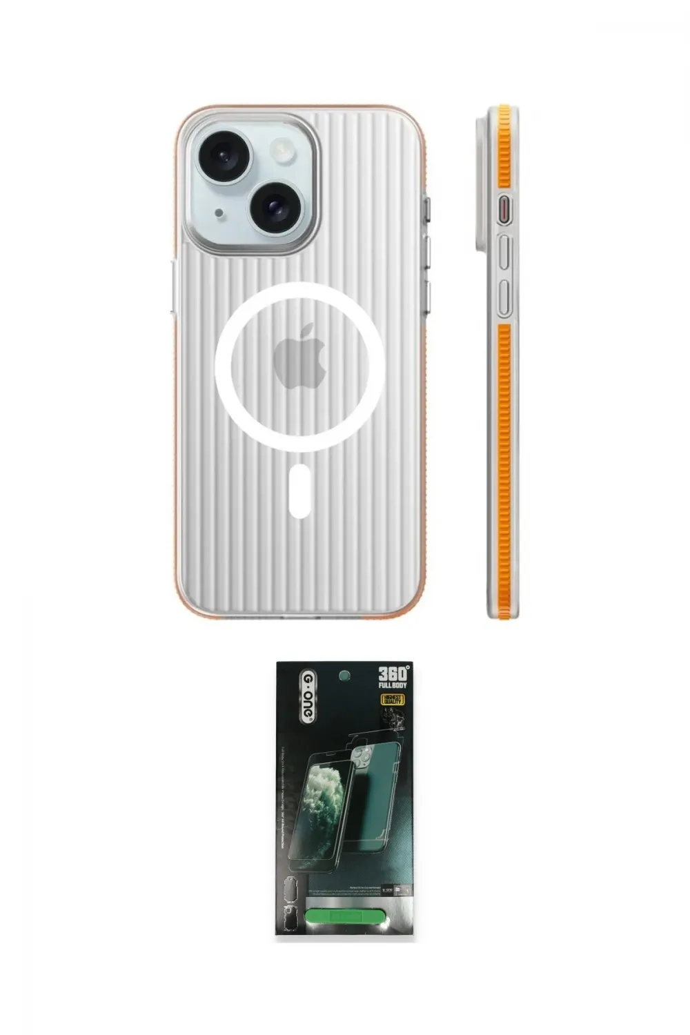 ieg™ iPhone 15 Kılıf Pusula Minimal Koleksiyonu - Siyah 360 Mat Full Body Arka Koruyucu