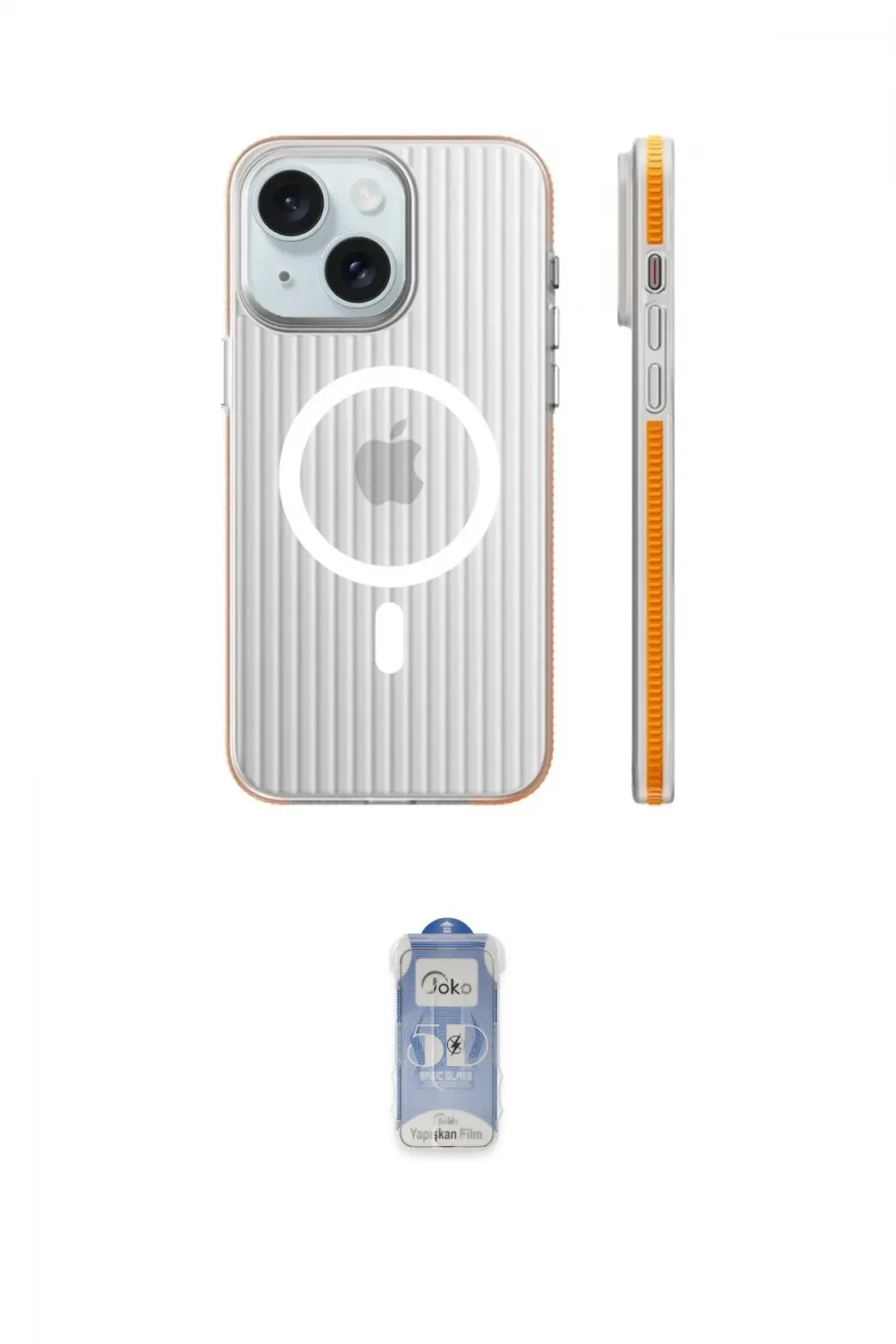 ieg™ iPhone 15 Kılıf Pusula Minimal Koleksiyonu - Siyah Joko Magic 5D Cam