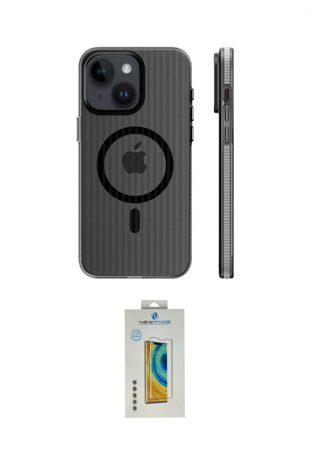 ieg™ iPhone 15 Kılıf Pusula Minimal Koleksiyonu - Siyah Polymer Nano Ekran Koruyucu
