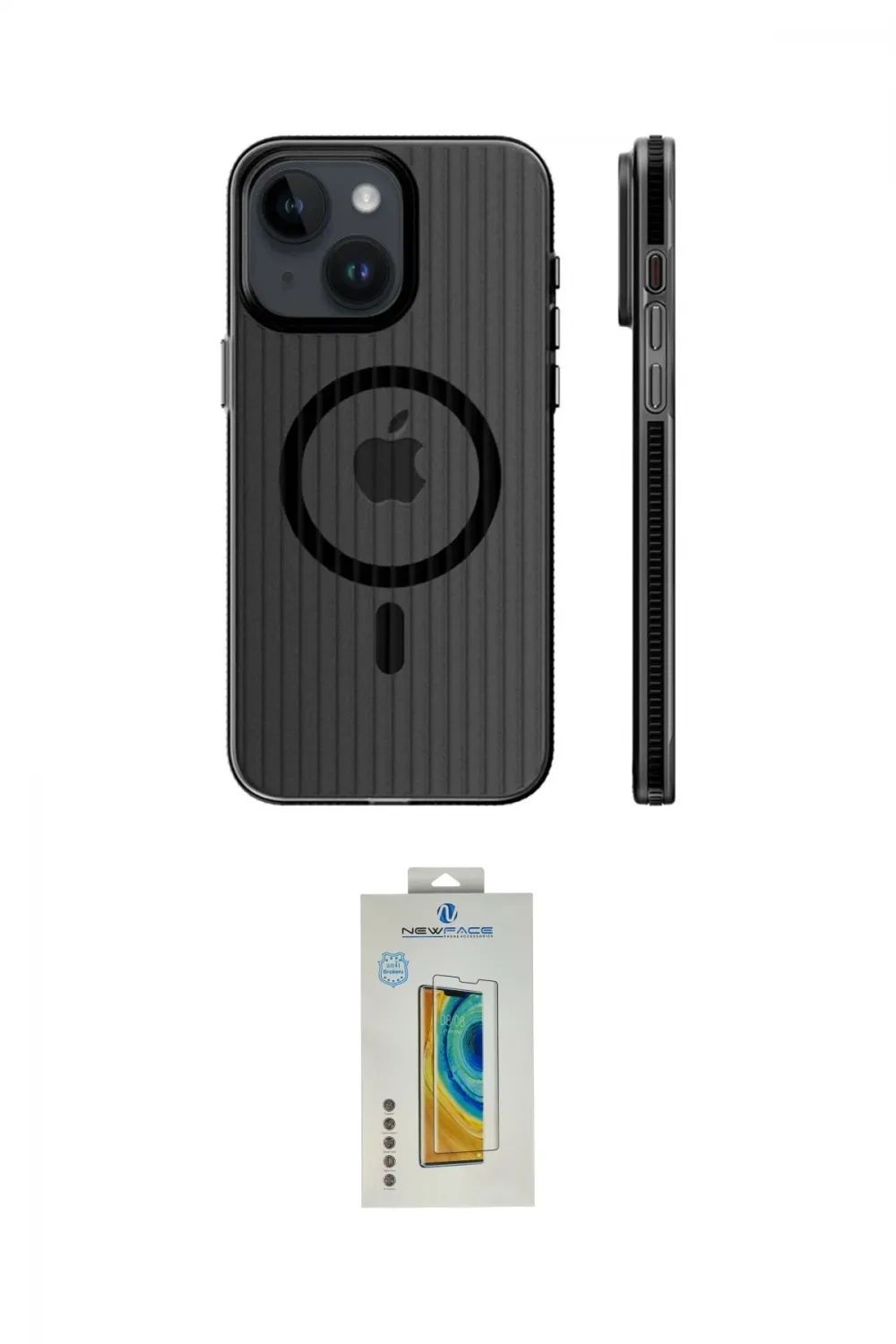 ieg™ iPhone 15 Kılıf Pusula Minimal Koleksiyonu - Siyah Polymer Nano Ekran Koruyucu