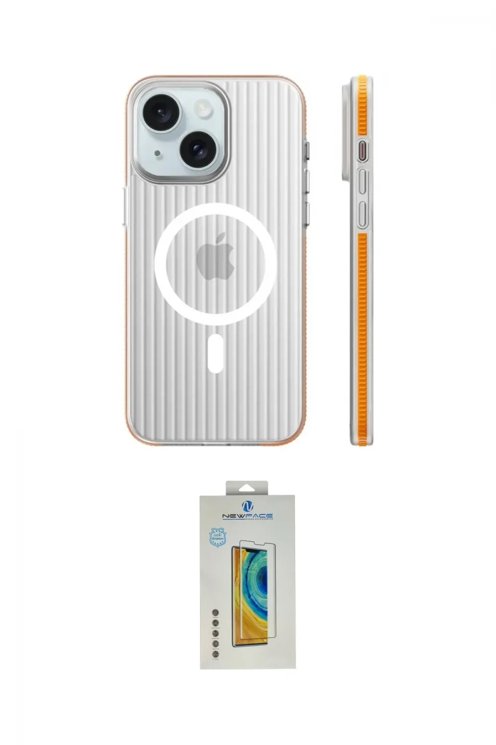 ieg™ iPhone 15 Kılıf Pusula Minimal Koleksiyonu - Siyah Polymer Nano Ekran Koruyucu