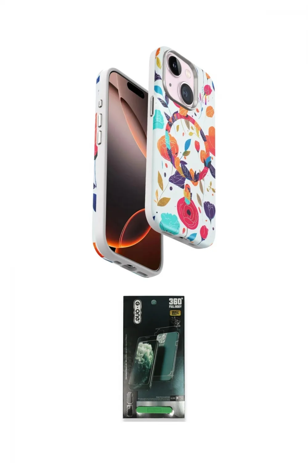 ieg™ iPhone 15 Kılıf Siluet Doku - Şeffaf 360 Full Body Arka Koruyucu