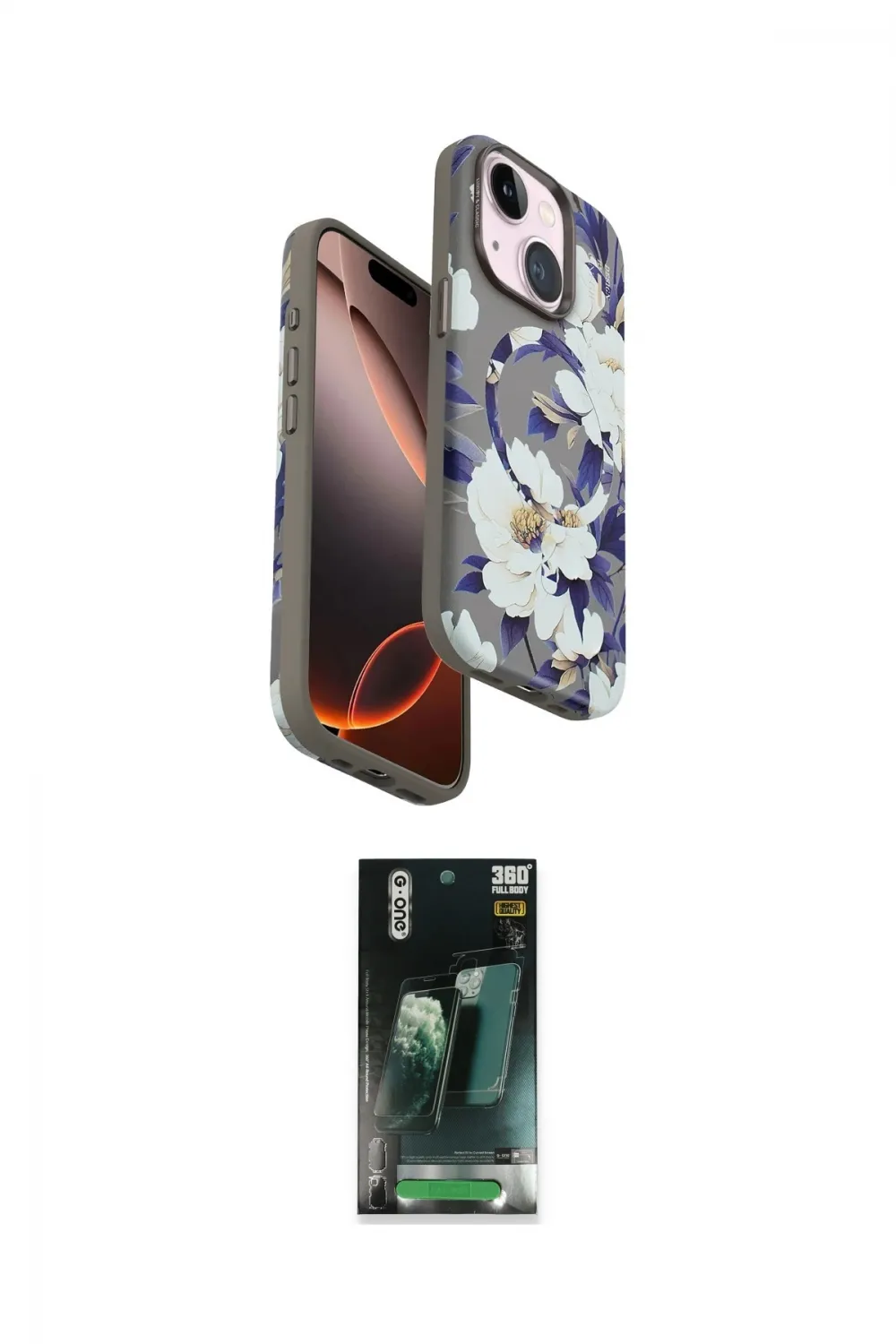 ieg™ iPhone 15 Kılıf Siluet Doku - Şeffaf 360 Full Body Arka Koruyucu