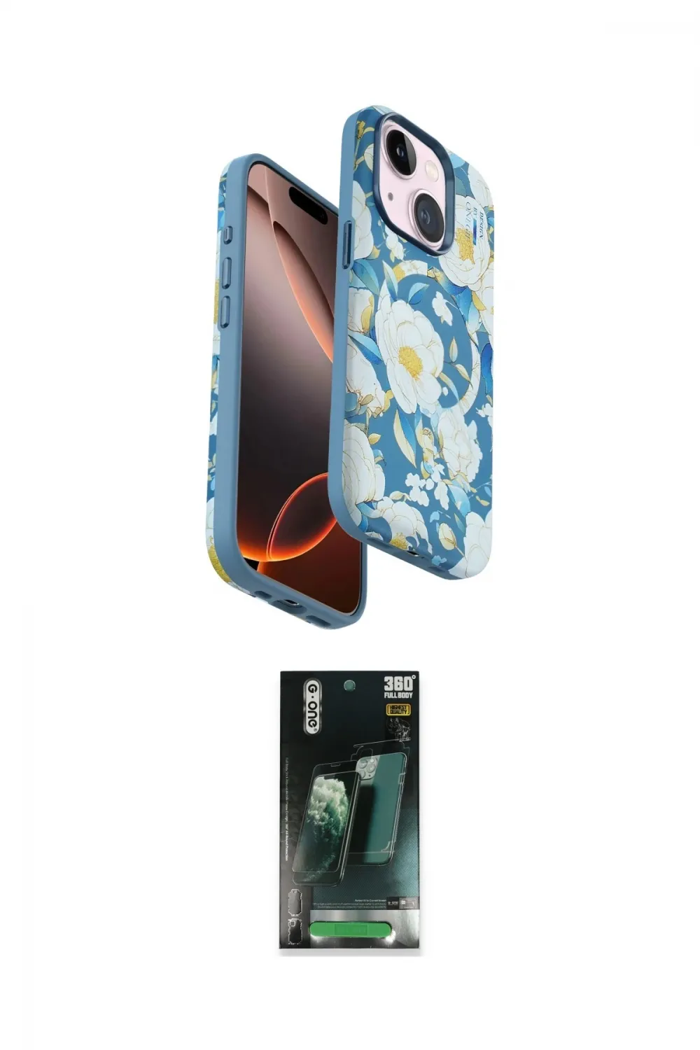 ieg™ iPhone 15 Kılıf Siluet Doku - Şeffaf 360 Full Body Arka Koruyucu