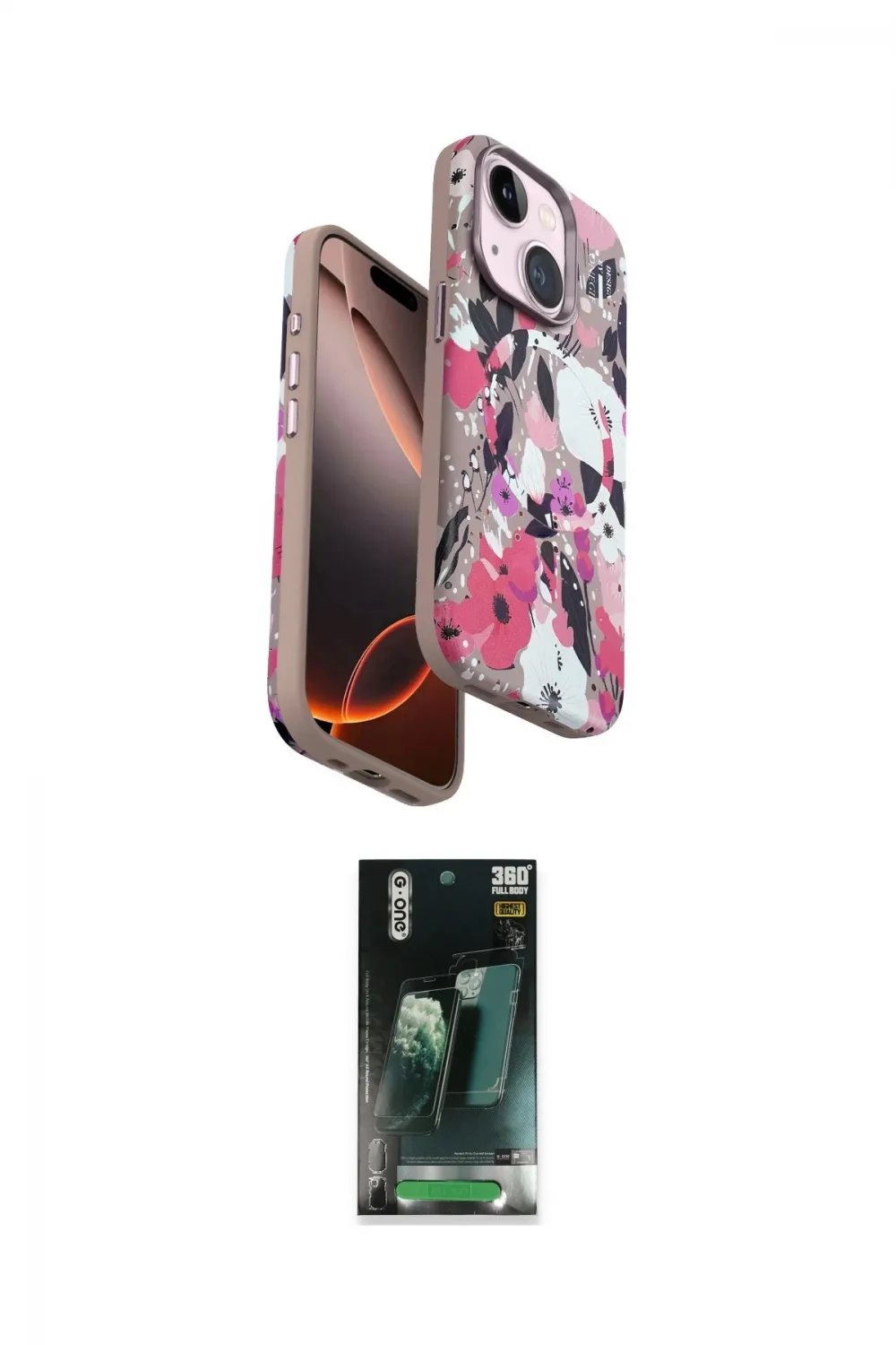 ieg™ iPhone 15 Kılıf Siluet Doku - Şeffaf 360 Full Body Arka Koruyucu