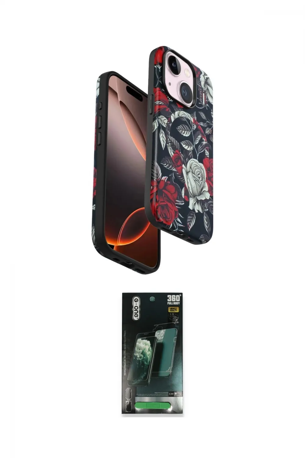 ieg™ iPhone 15 Kılıf Siluet Doku - Şeffaf 360 Full Body Arka Koruyucu