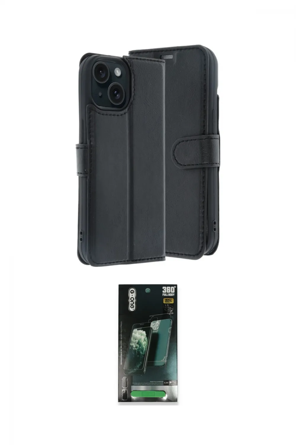 ieg™ iPhone 15 Kılıf Siluet Işık Serisi - Siyah 360 Mat Full Body Arka Koruyucu