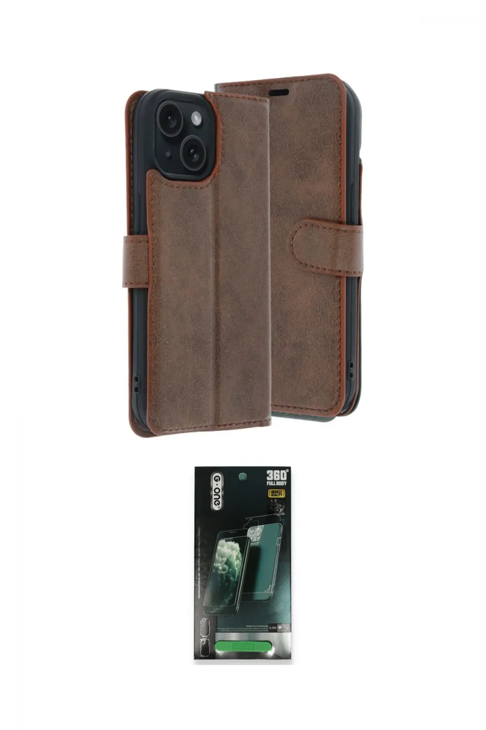 ieg™ iPhone 15 Kılıf Siluet Işık Serisi - Siyah 360 Mat Full Body Arka Koruyucu