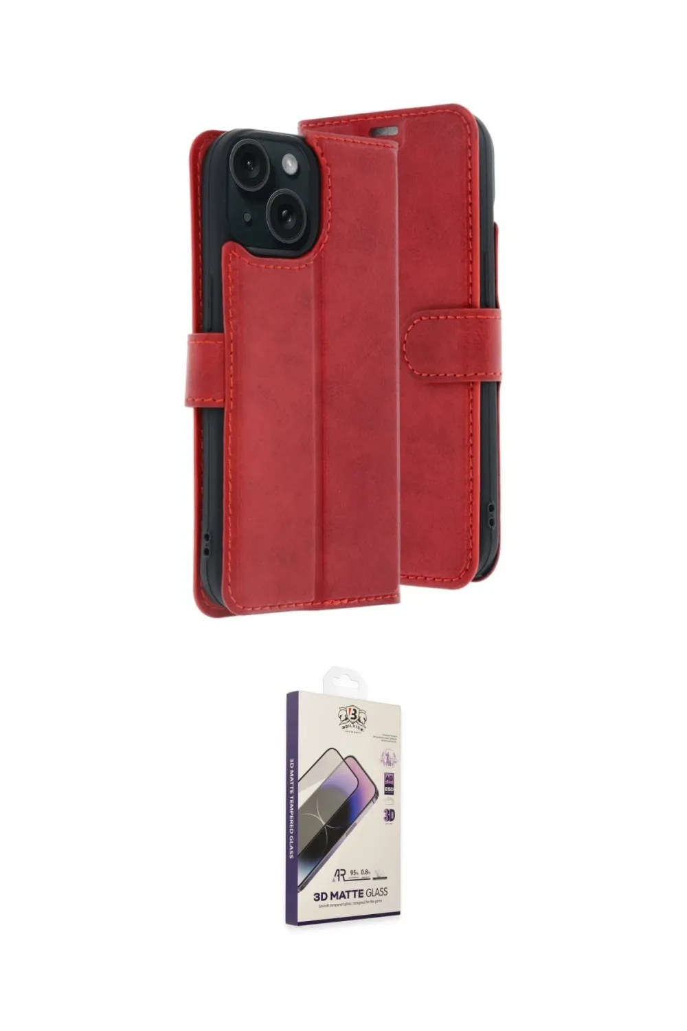 ieg™ iPhone 15 Kılıf Siluet Işık Serisi - Siyah Bilvis 3D Mat Cam Ekran Koruyucu