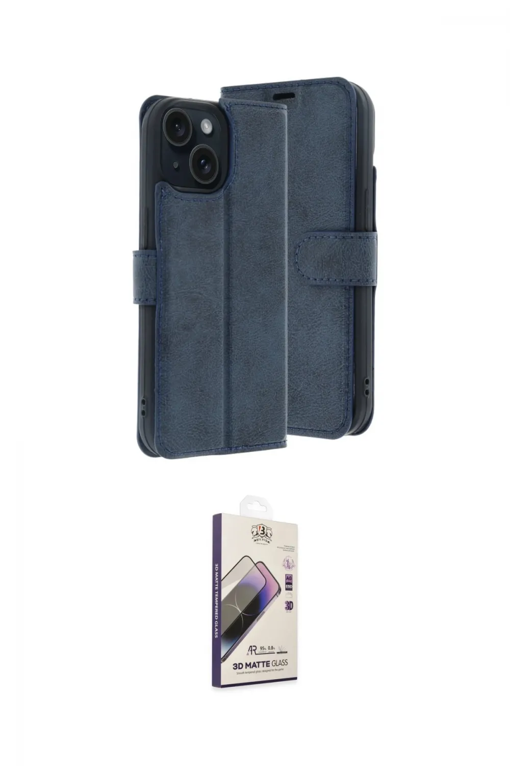 ieg™ iPhone 15 Kılıf Siluet Işık Serisi - Siyah Bilvis 3D Mat Cam Ekran Koruyucu