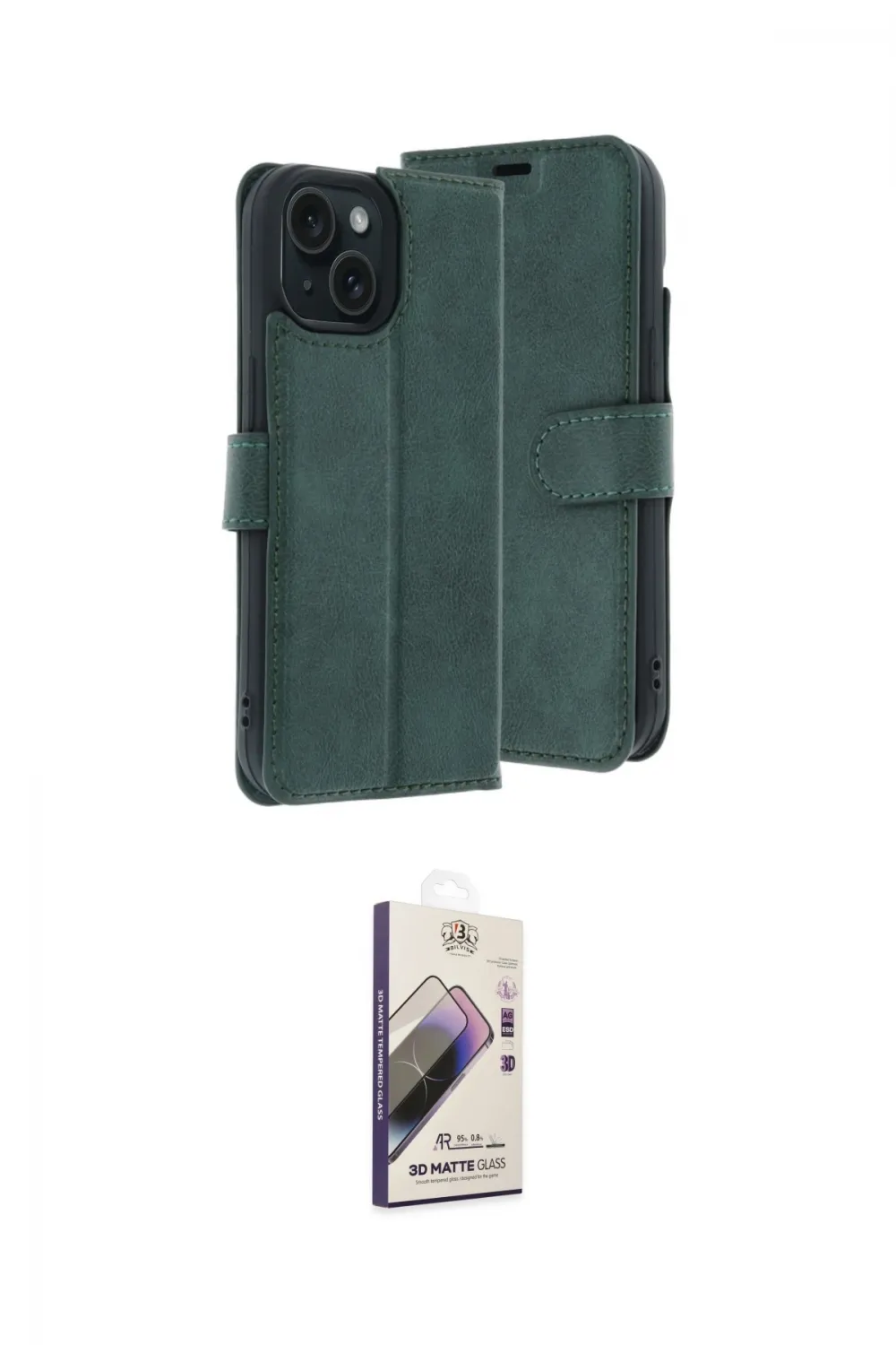 ieg™ iPhone 15 Kılıf Siluet Işık Serisi - Siyah Bilvis 3D Mat Cam Ekran Koruyucu