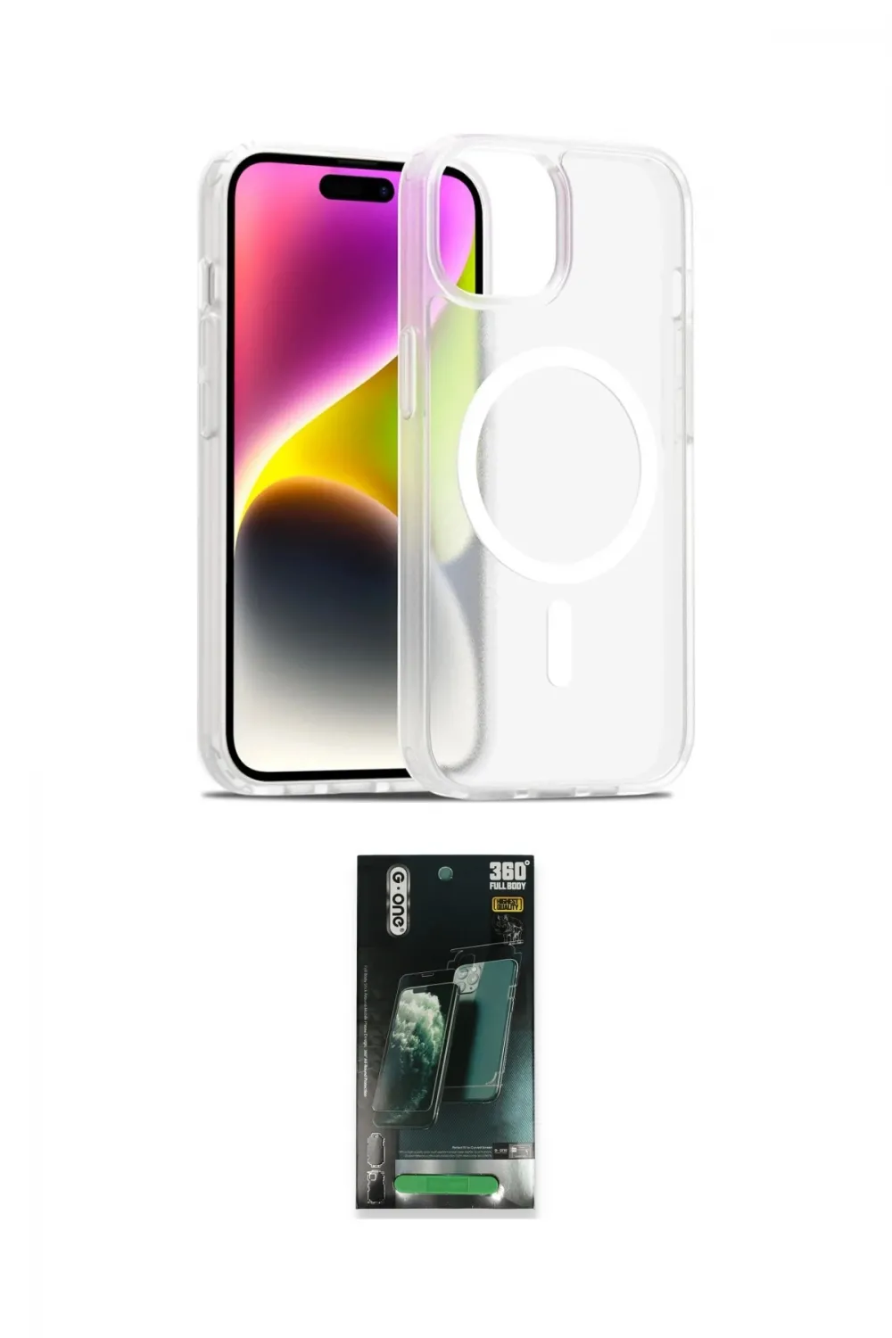 ieg™ iPhone 15 Kılıf Siluet Minimal Prime - Şeffaf 360 Full Body Arka Koruyucu