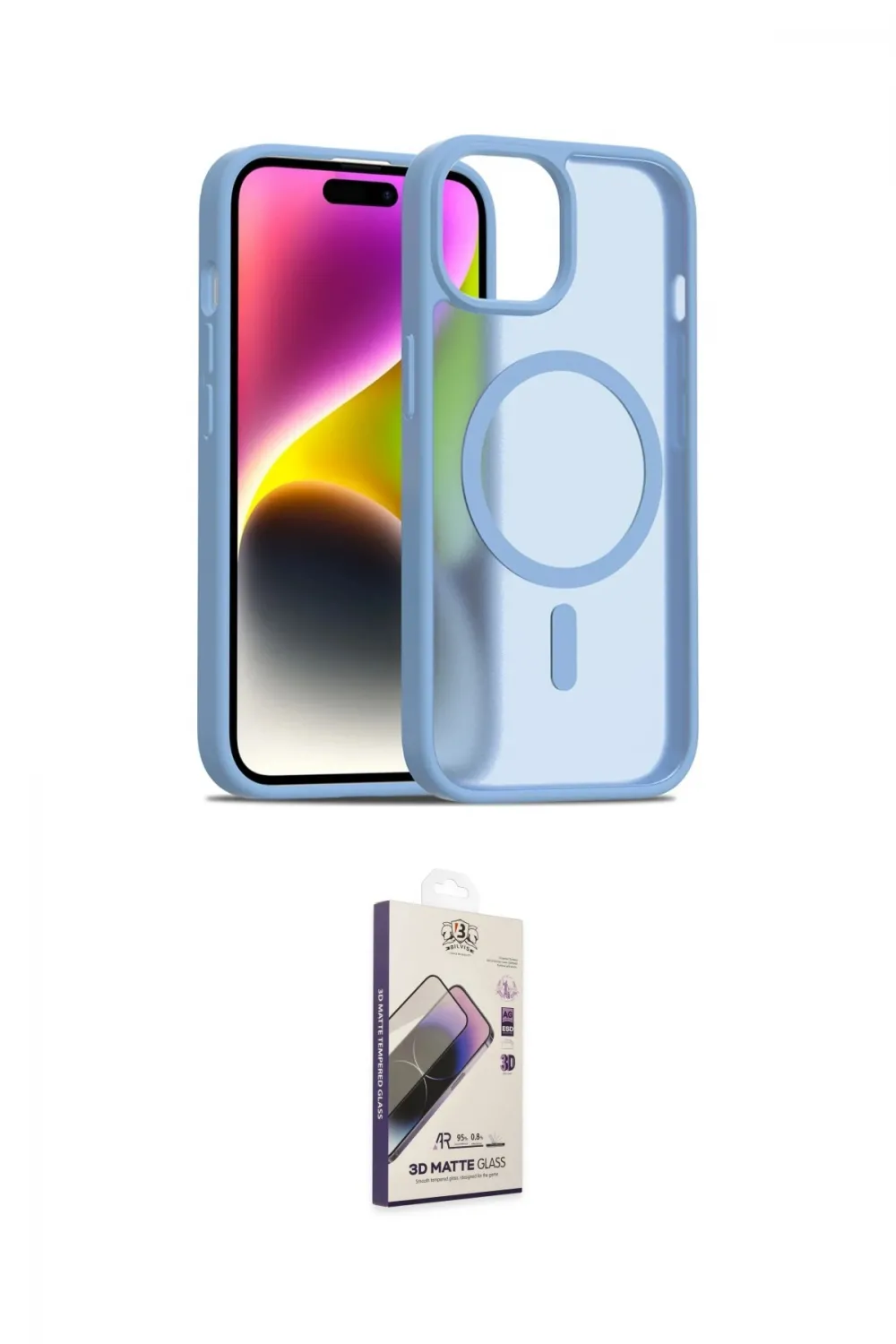 ieg™ iPhone 15 Kılıf Siluet Minimal Prime - Siyah Bilvis 3D Mat Cam Ekran Koruyucu