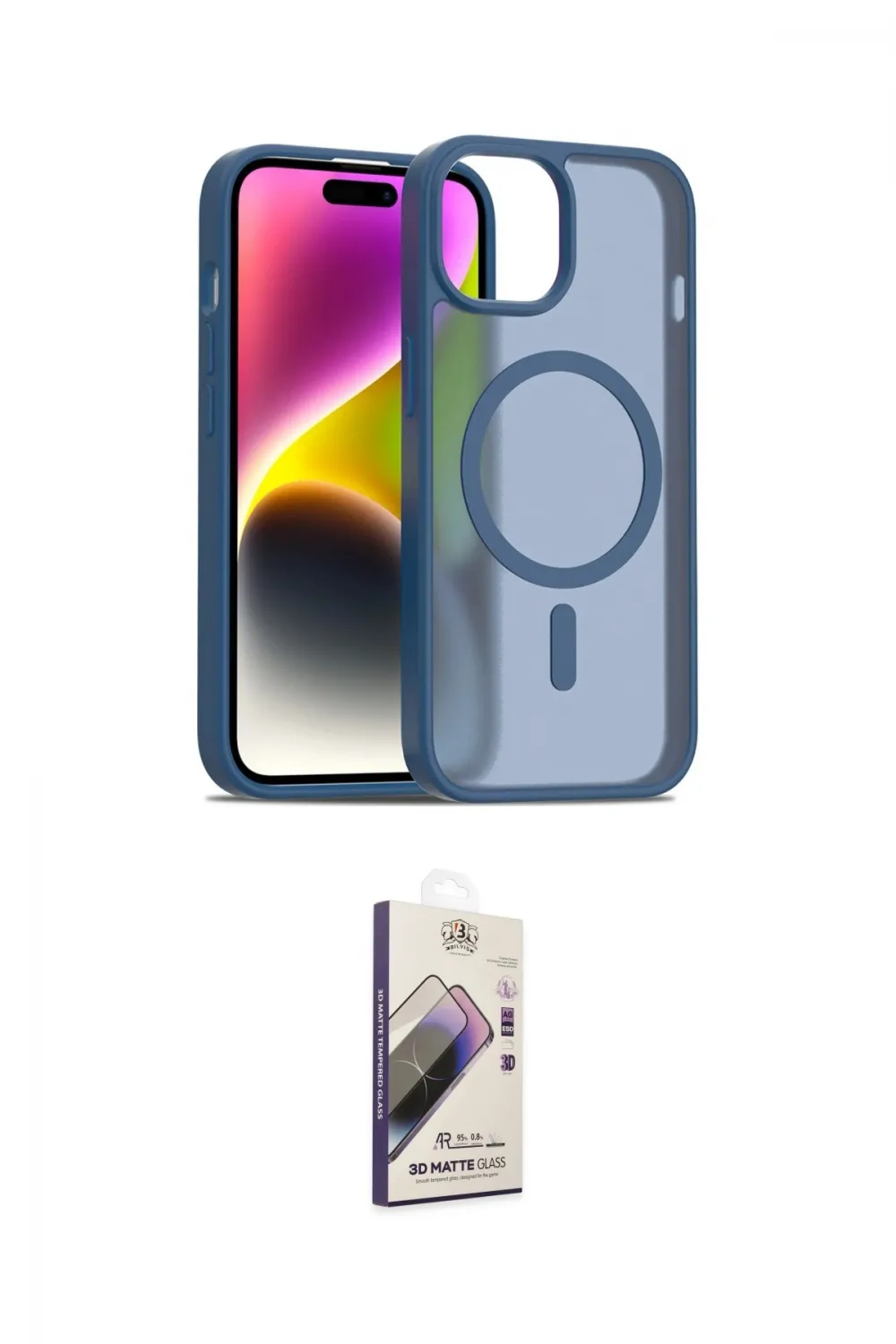 ieg™ iPhone 15 Kılıf Siluet Minimal Prime - Siyah Bilvis 3D Mat Cam Ekran Koruyucu