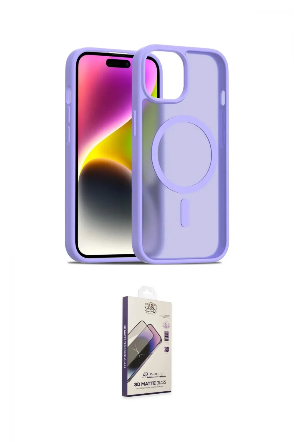 ieg™ iPhone 15 Kılıf Siluet Minimal Prime - Siyah Bilvis 3D Mat Cam Ekran Koruyucu
