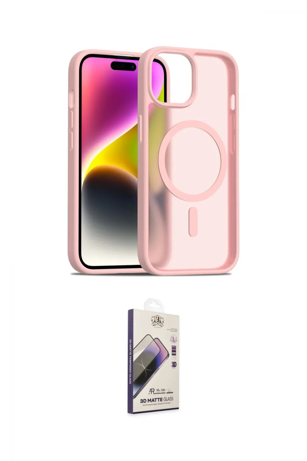 ieg™ iPhone 15 Kılıf Siluet Minimal Prime - Siyah Bilvis 3D Mat Cam Ekran Koruyucu