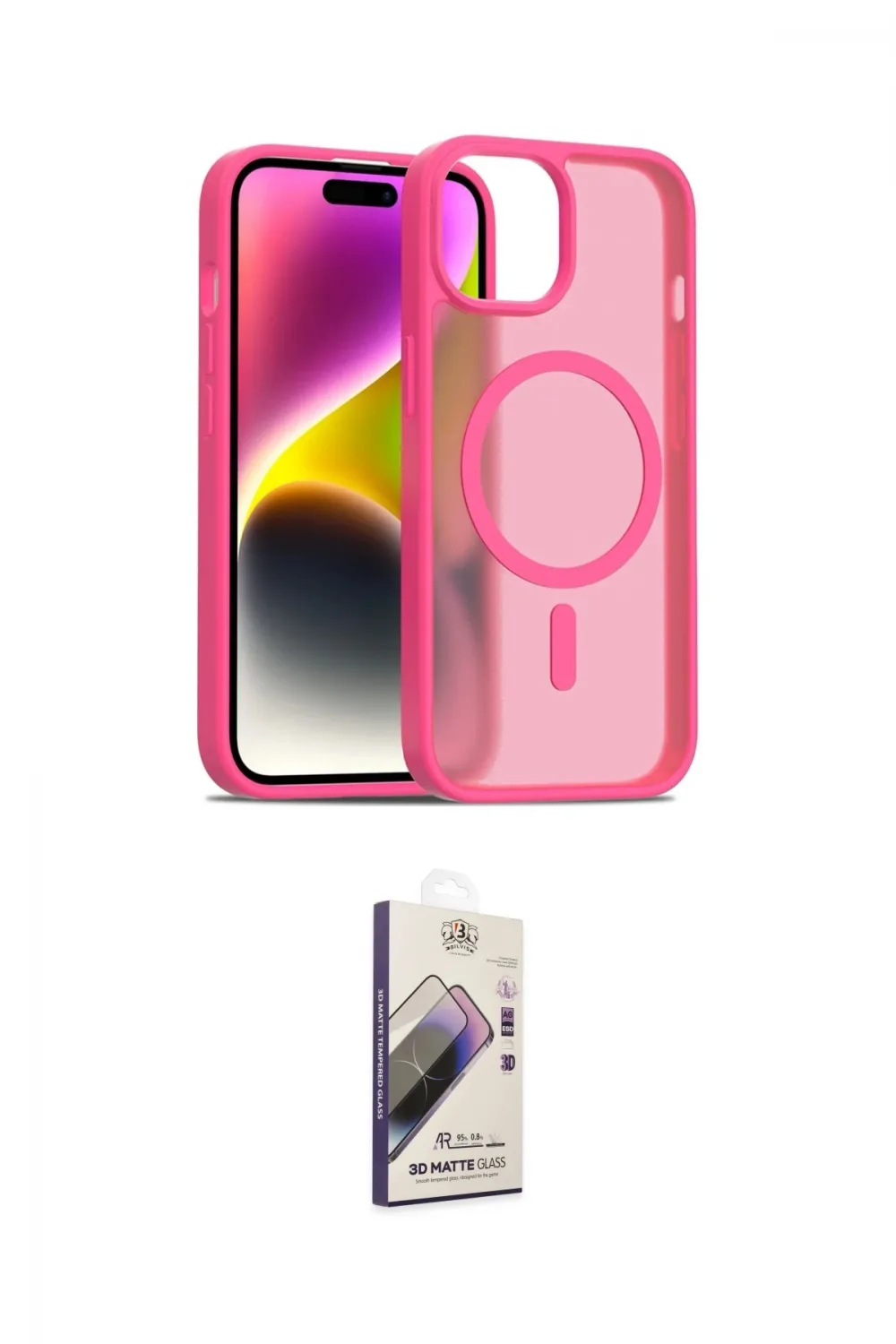 ieg™ iPhone 15 Kılıf Siluet Minimal Prime - Siyah Bilvis 3D Mat Cam Ekran Koruyucu