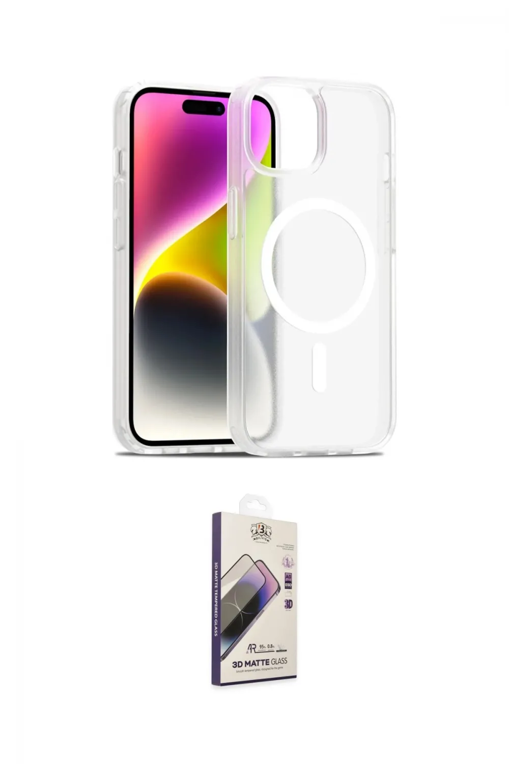 ieg™ iPhone 15 Kılıf Siluet Minimal Prime - Siyah Bilvis 3D Mat Cam Ekran Koruyucu