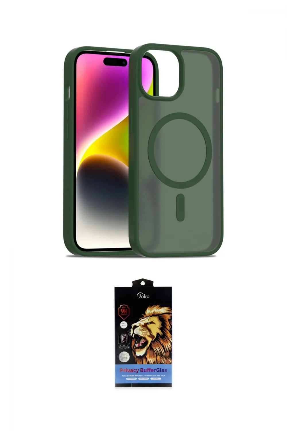 ieg™ iPhone 15 Kılıf Siluet Minimal Prime - Siyah Buffer Hayalet Cam Ekran Koruyucu