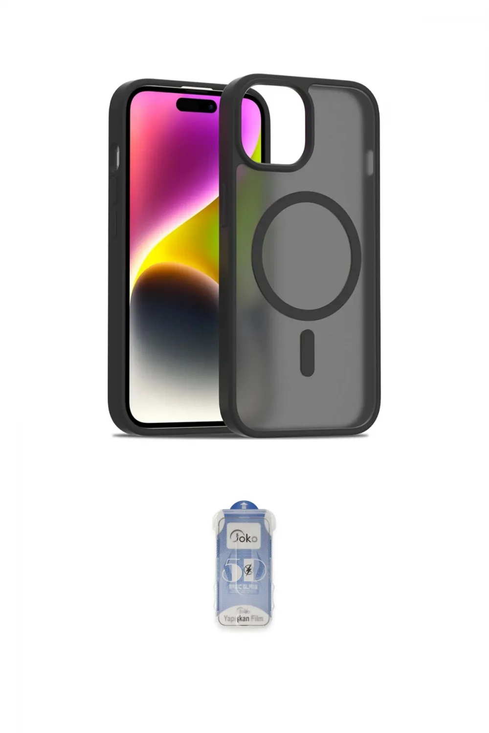 ieg™ iPhone 15 Kılıf Siluet Minimal Prime - Siyah Joko Magic 5D Cam
