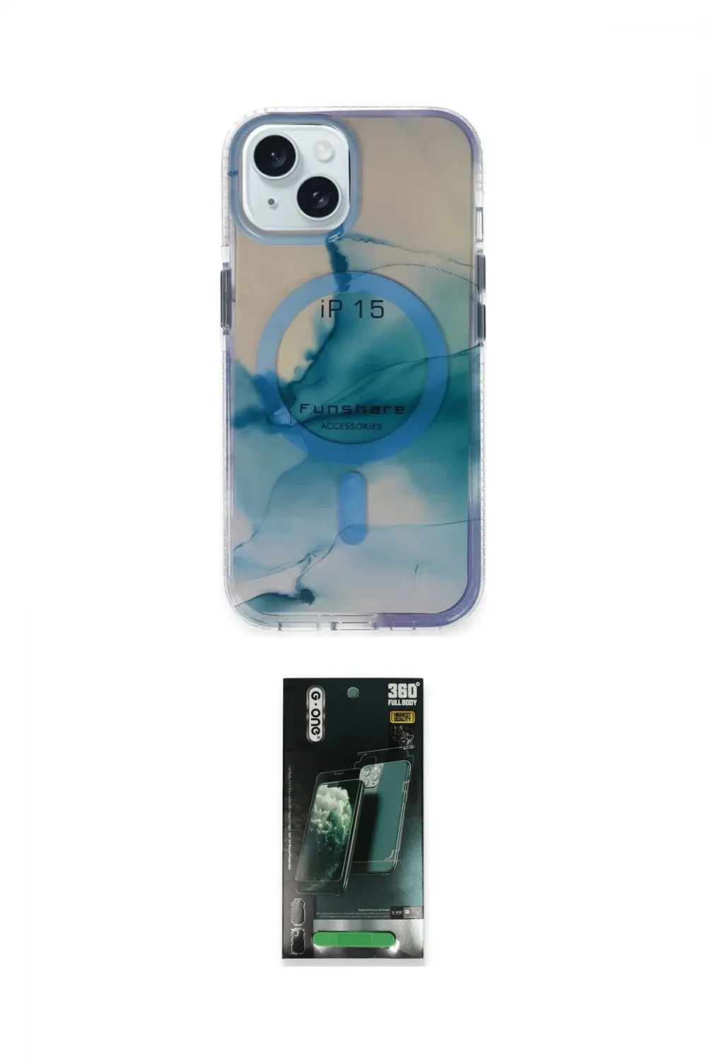ieg™ iPhone 15 Kılıf Ufuk Doku Prime - Şeffaf 360 Full Body Arka Koruyucu