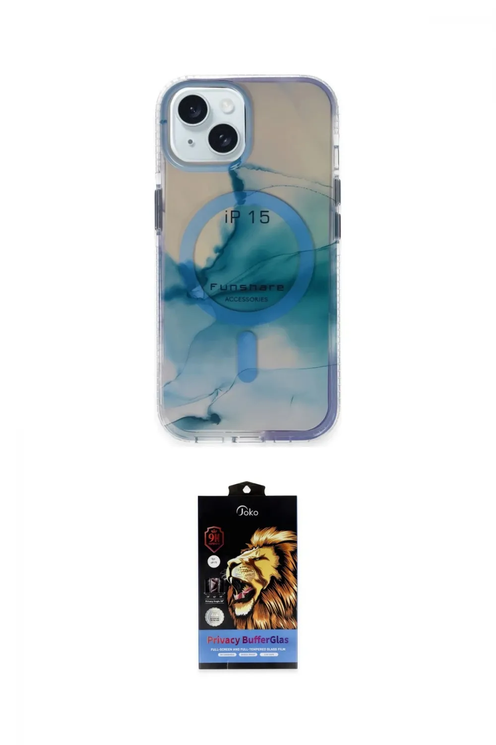 ieg™ iPhone 15 Kılıf Ufuk Doku Prime - Siyah Buffer Hayalet Cam Ekran Koruyucu