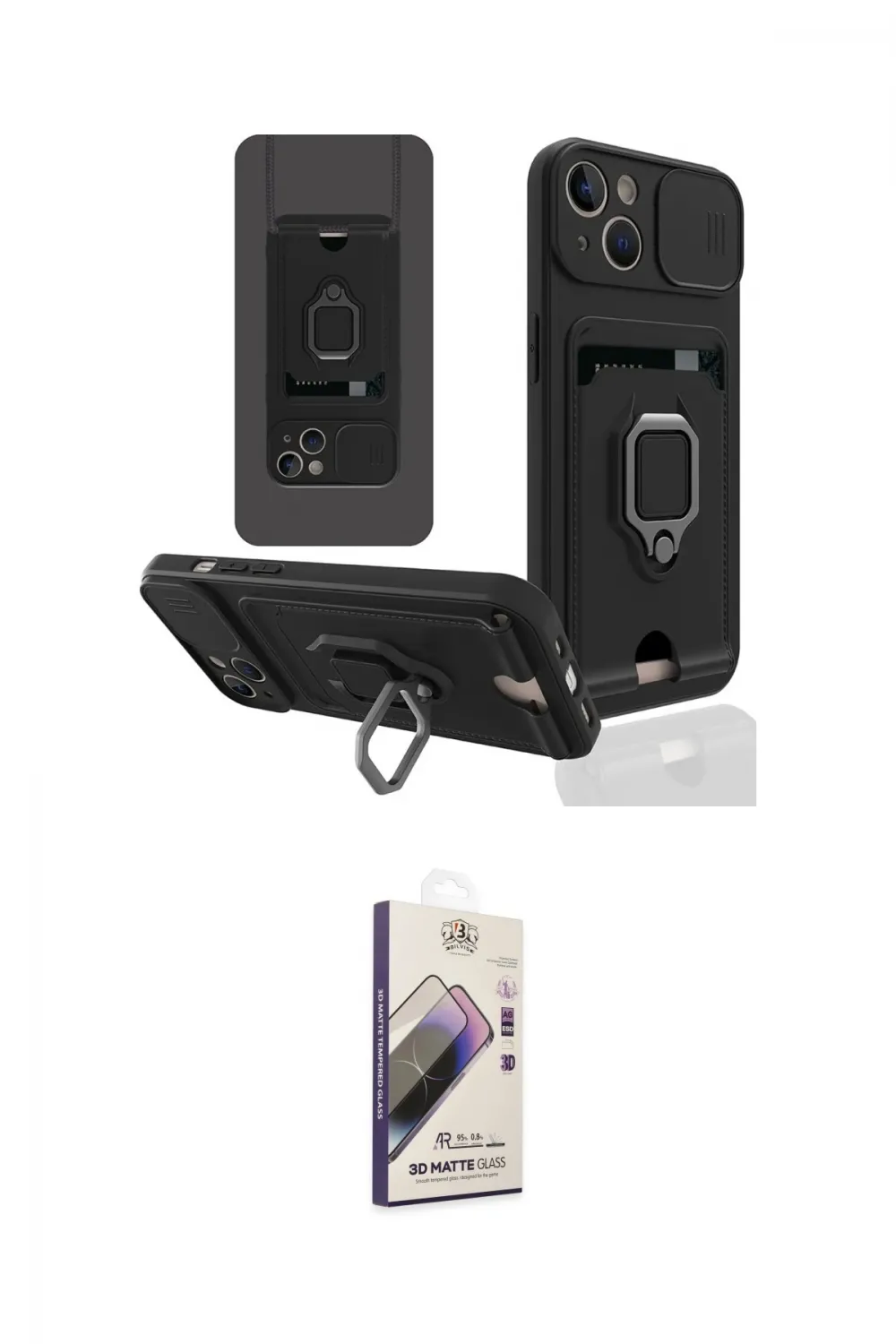 ieg™ iPhone 15 Kılıf Vadi Form Prime - Siyah Bilvis 3D Mat Cam Ekran Koruyucu