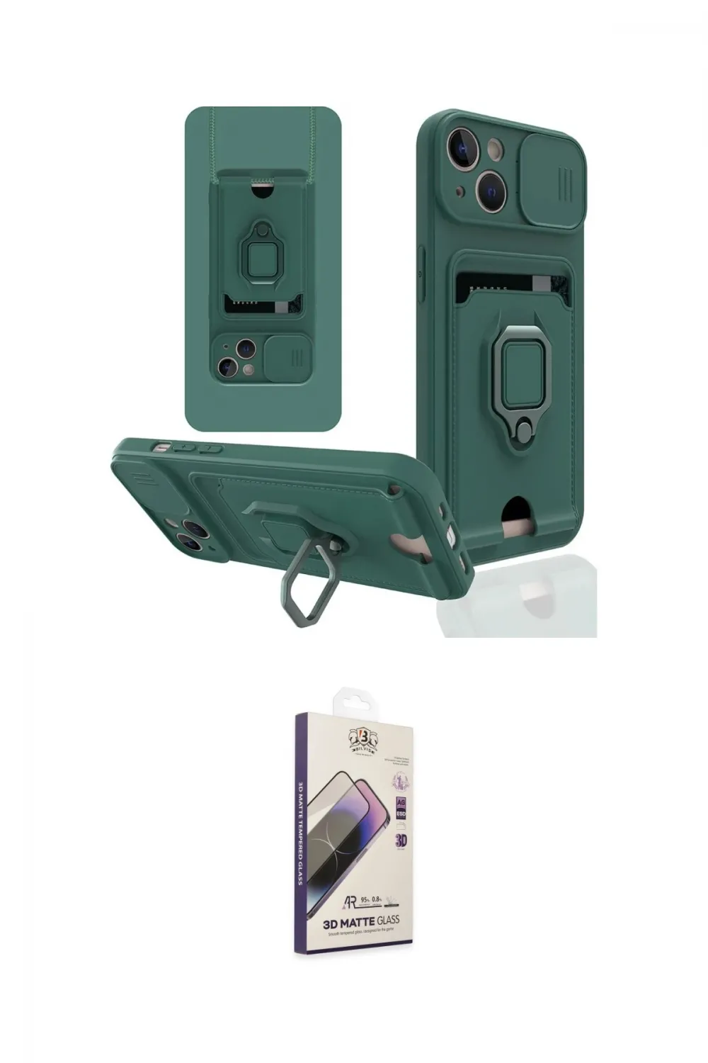 ieg™ iPhone 15 Kılıf Vadi Form Prime - Siyah Bilvis 3D Mat Cam Ekran Koruyucu