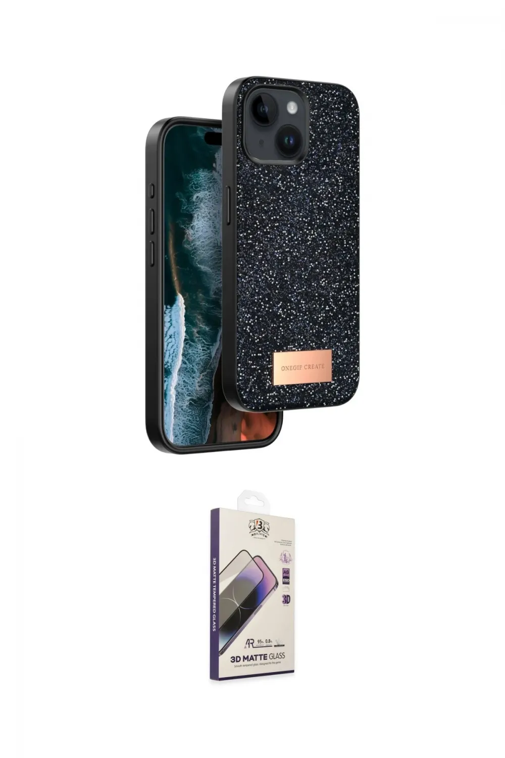 ieg™ iPhone 15 Kılıf Vadi Klasik Serisi - Siyah Bilvis 3D Mat Cam Ekran Koruyucu