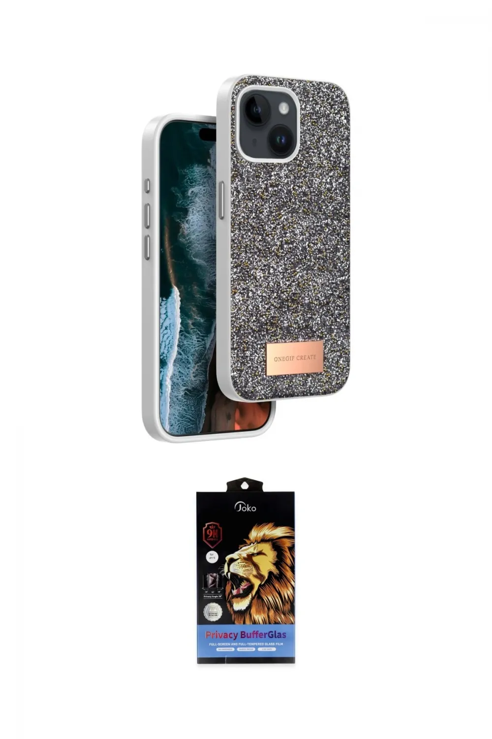 ieg™ iPhone 15 Kılıf Vadi Klasik Serisi - Siyah Buffer Hayalet Cam Ekran Koruyucu