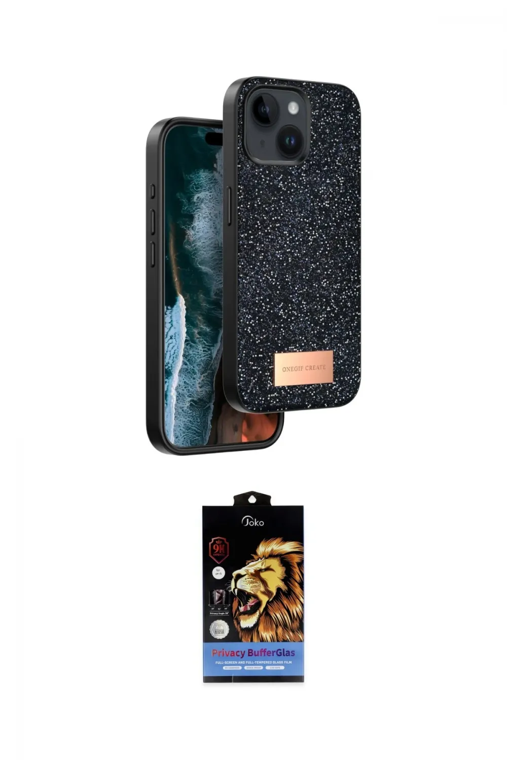 ieg™ iPhone 15 Kılıf Vadi Klasik Serisi - Siyah Buffer Hayalet Cam Ekran Koruyucu