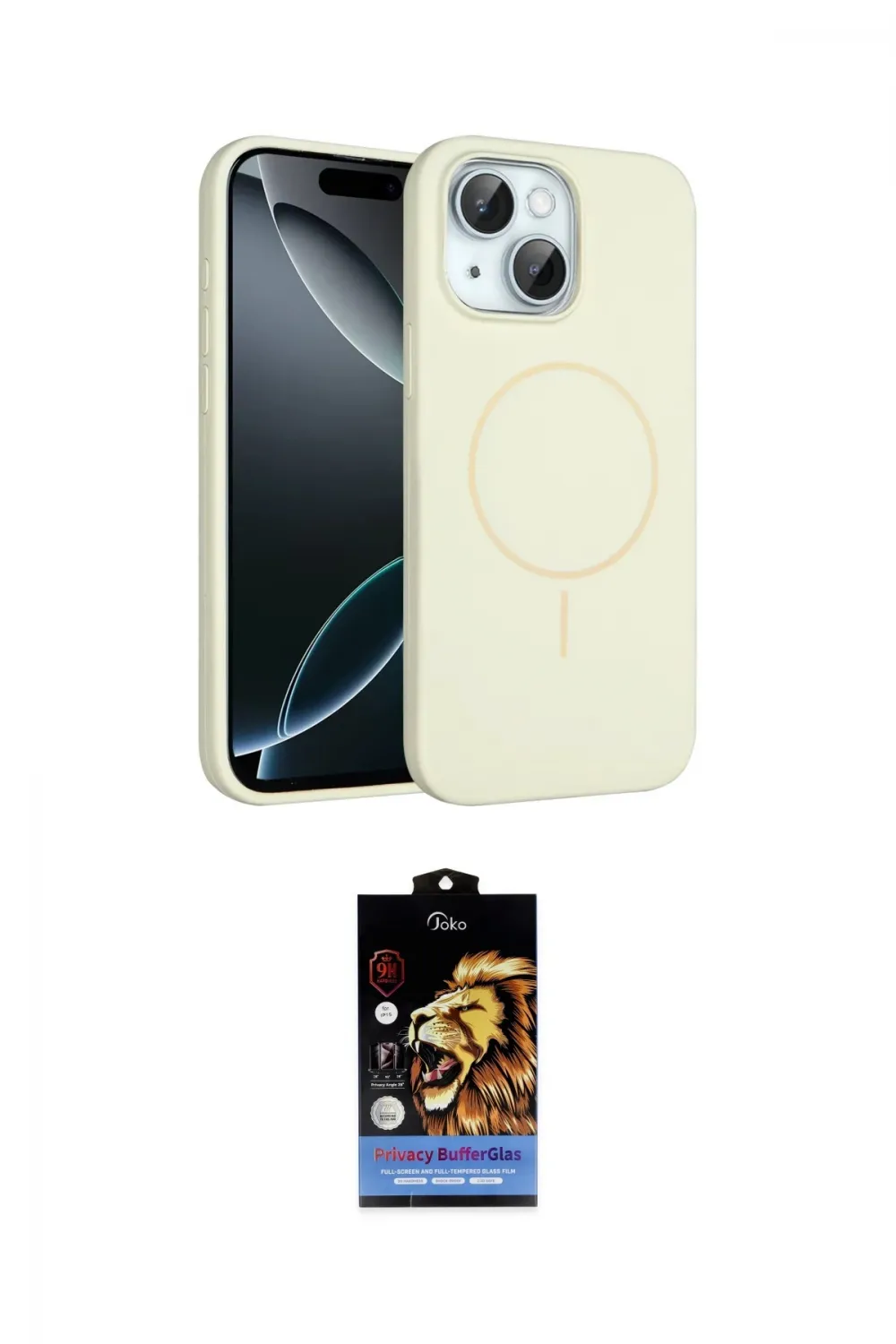 ieg™ iPhone 15 Kılıf Yankı Form Serisi - Siyah Buffer Hayalet Cam Ekran Koruyucu