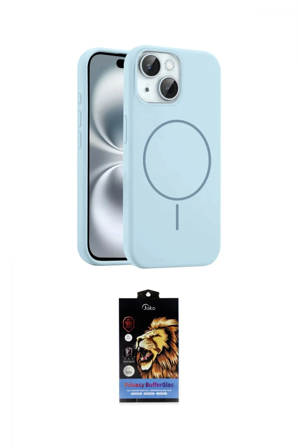 ieg™ iPhone 15 Kılıf Yankı Form Serisi - Siyah Buffer Hayalet Cam Ekran Koruyucu