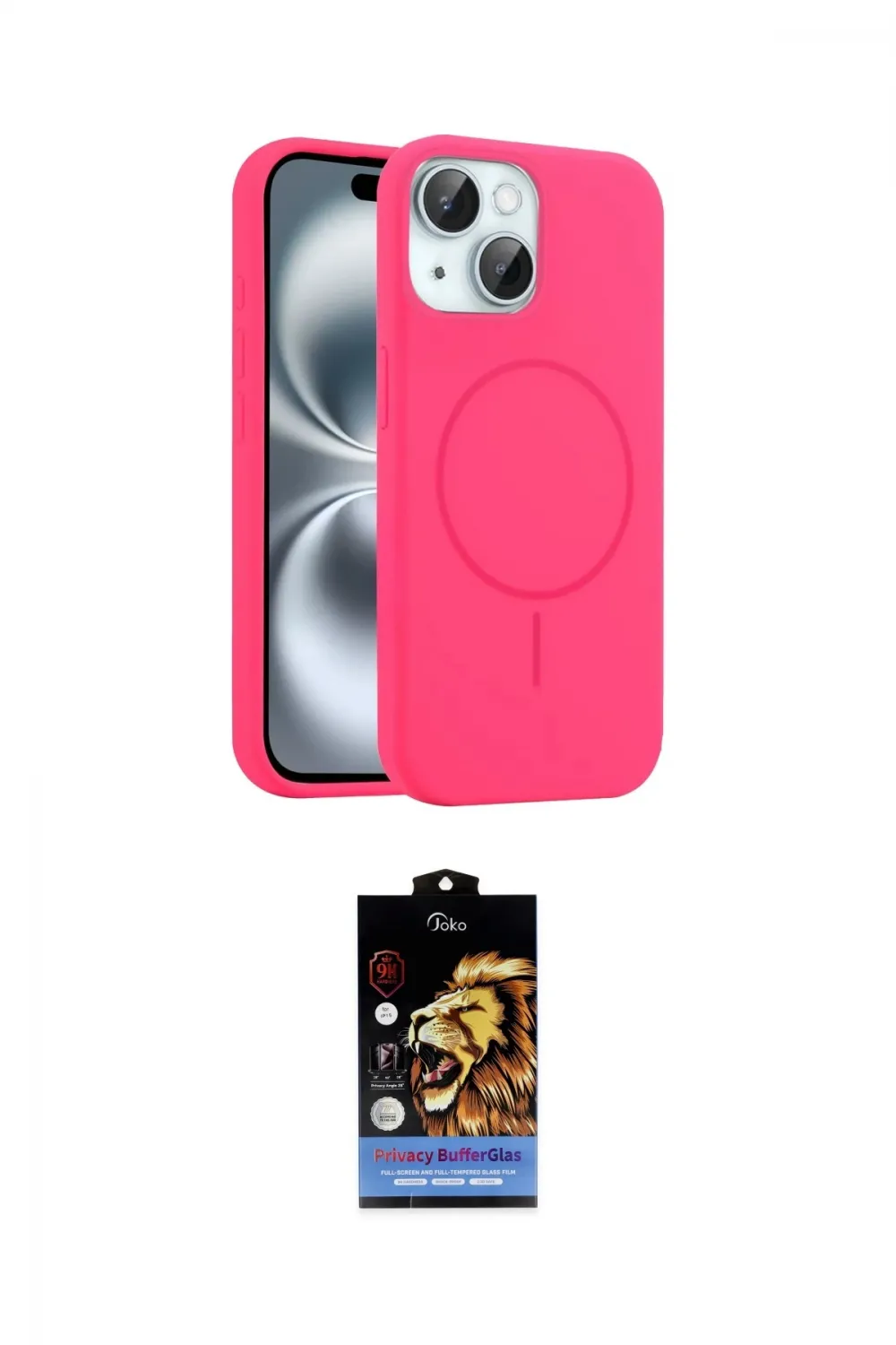ieg™ iPhone 15 Kılıf Yankı Form Serisi - Siyah Buffer Hayalet Cam Ekran Koruyucu