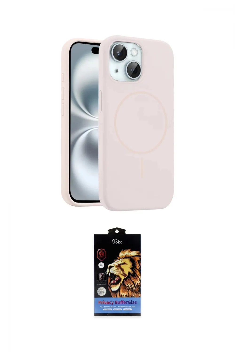 ieg™ iPhone 15 Kılıf Yankı Form Serisi - Siyah Buffer Hayalet Cam Ekran Koruyucu