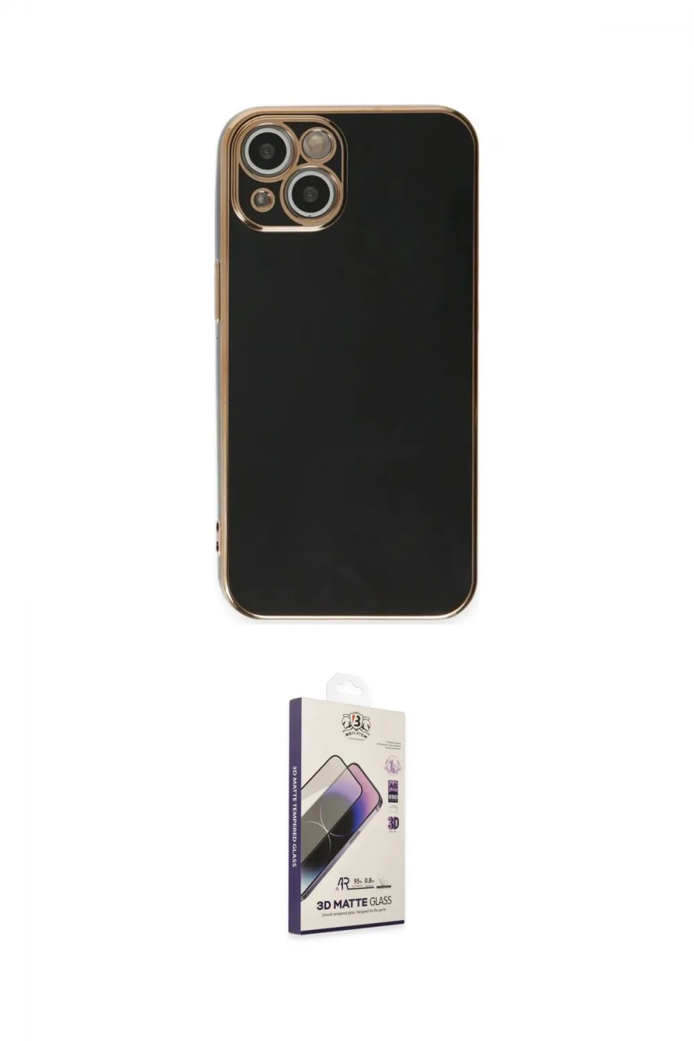 ieg™ iPhone 15 Kılıf Yankı Serisi - Siyah Bilvis 3D Mat Cam Ekran Koruyucu