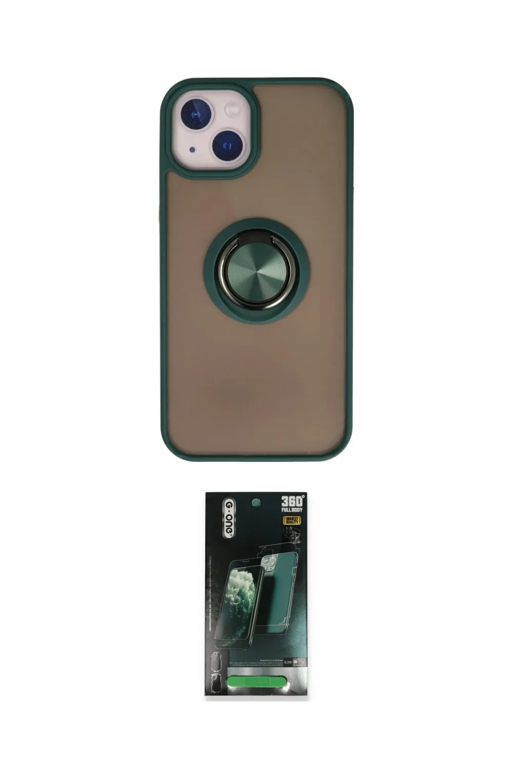 ieg™ iPhone 15 Kılıf Yörünge Çizgi - Siyah 360 Mat Full Body Arka Koruyucu