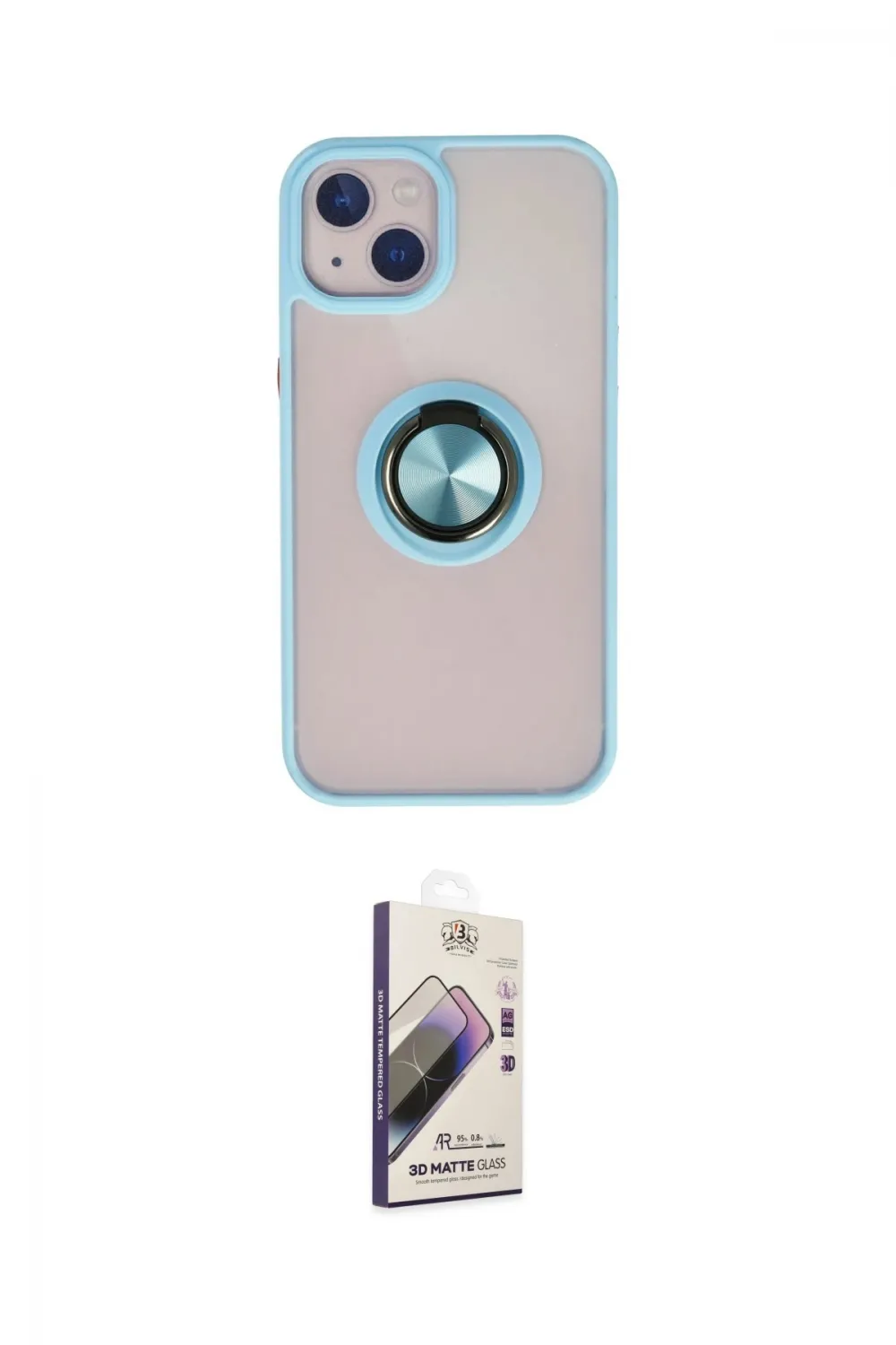 ieg™ iPhone 15 Kılıf Yörünge Çizgi - Siyah Bilvis 3D Mat Cam Ekran Koruyucu
