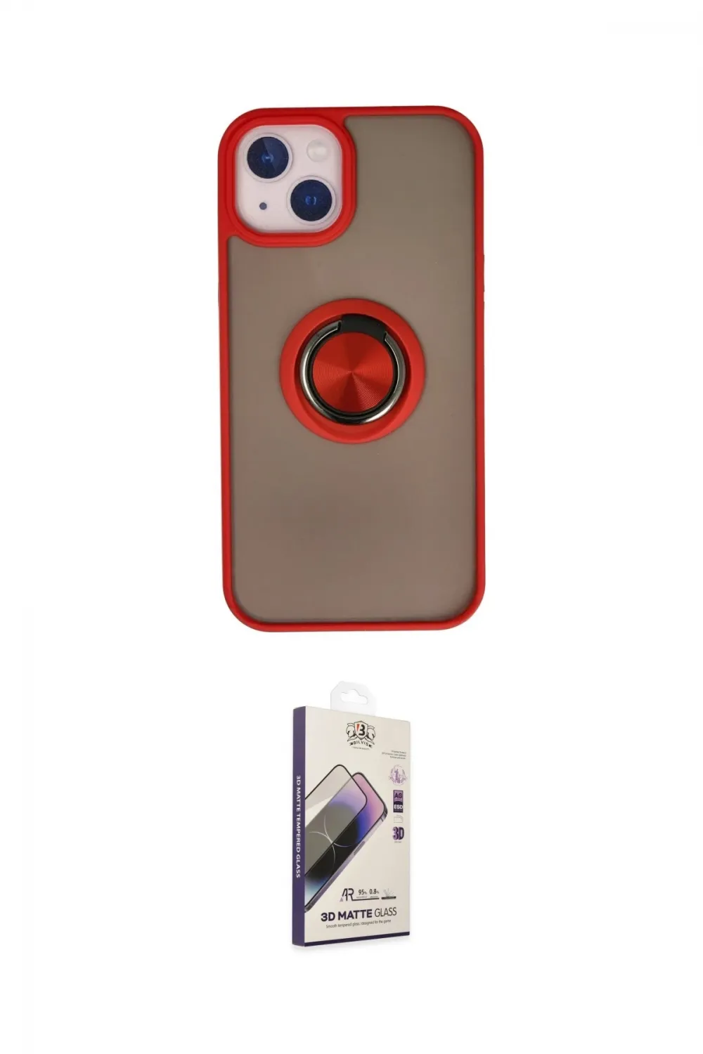 ieg™ iPhone 15 Kılıf Yörünge Çizgi - Siyah Bilvis 3D Mat Cam Ekran Koruyucu
