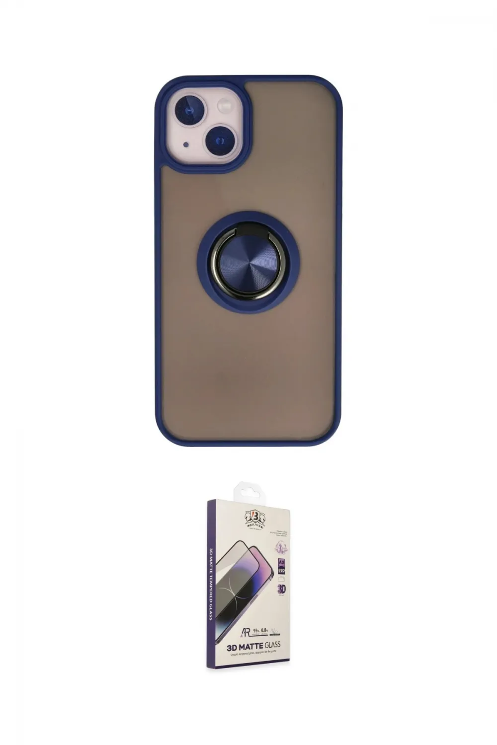 ieg™ iPhone 15 Kılıf Yörünge Çizgi - Siyah Bilvis 3D Mat Cam Ekran Koruyucu